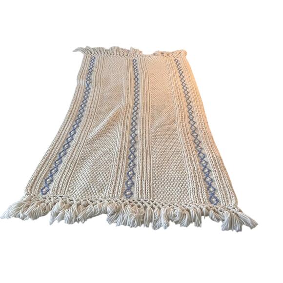 Vintage Granny Popcorn Crochet Throw Blanket Shawl Fringe Hand-made - Picture 1 of 6